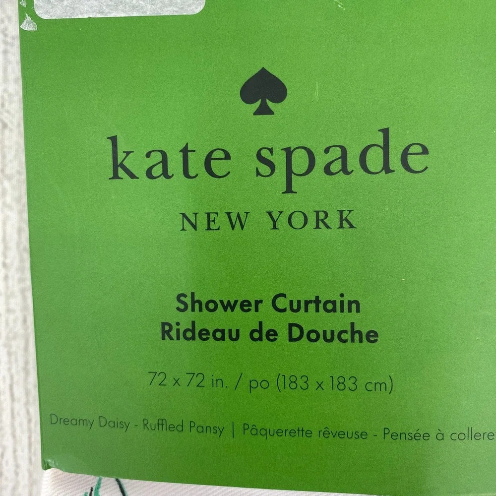 Kate Spade Shower Curtain White Dreamy Daisy Ruffled Pansy Floral Botanical